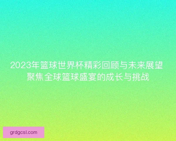 2023年篮球世界杯精彩回顾与未来展望 聚焦全球篮球盛宴的成长与挑战